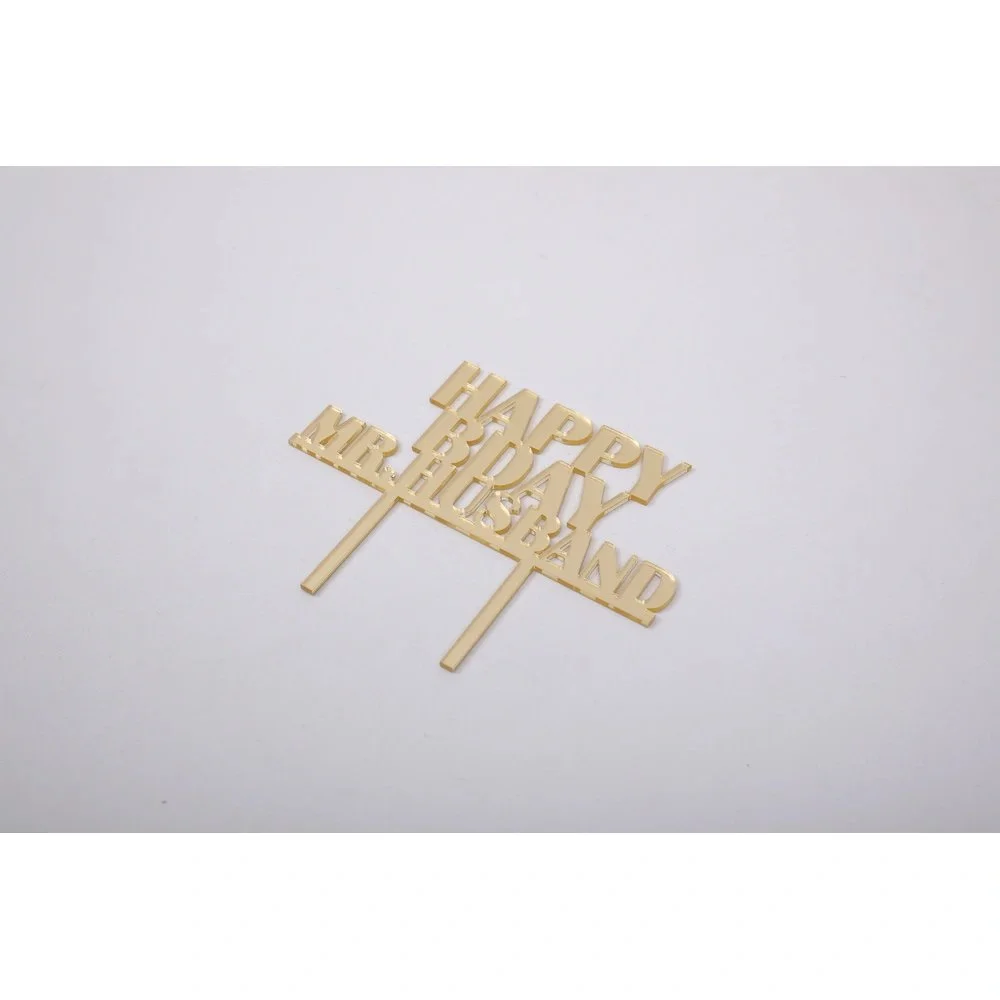 Golden Happy Birthday Cake Topper for Husband
